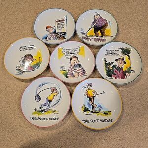 Vintage Finkstom Ceramic Golfer Plates Centrum Collector Plates Set Of 7
